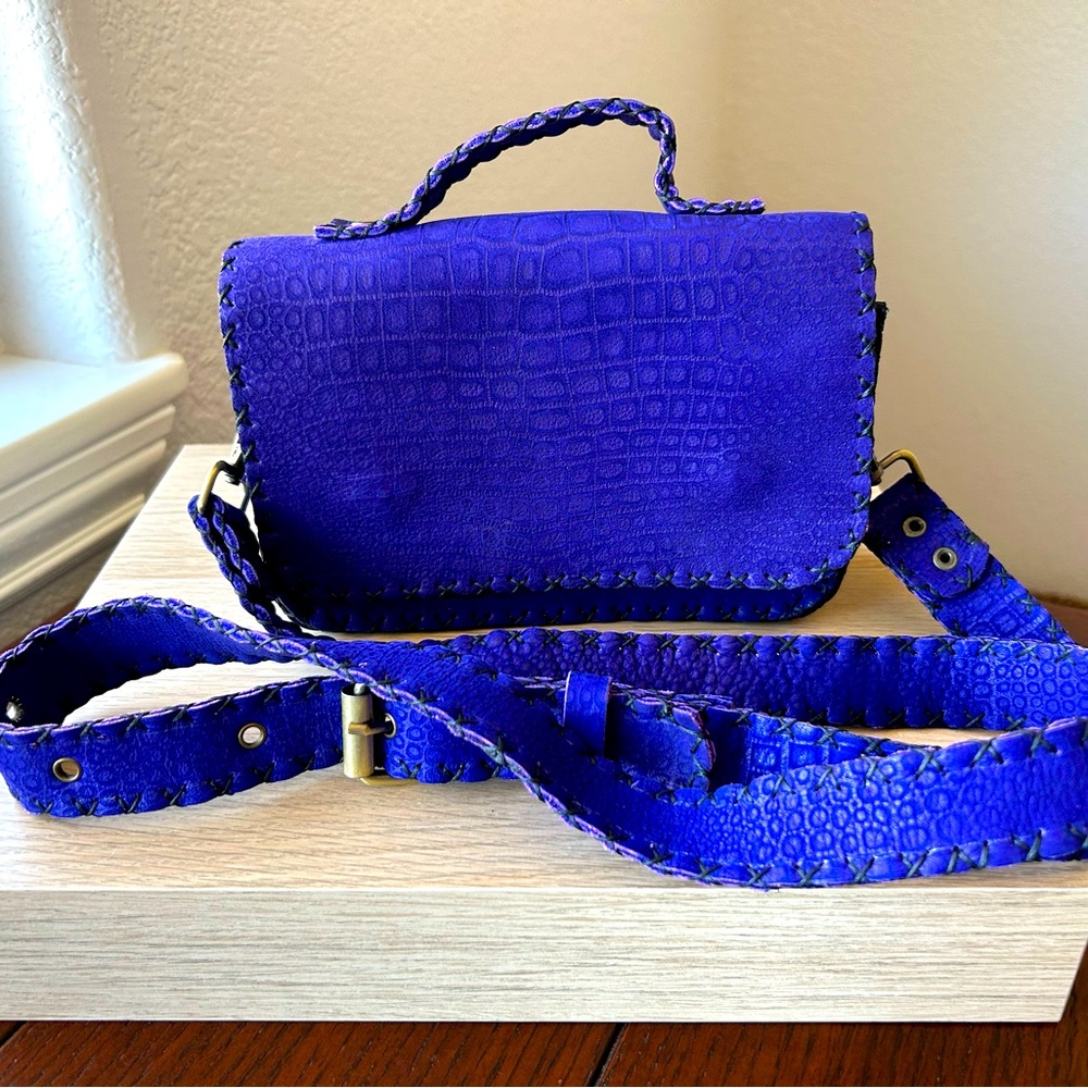 Gorgeous blue suede crossbody purse